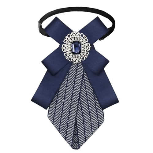 Womens Bow Tie Adjustable Rhinestone Bowtie for Women Ladies Girls Pre-tied Womens Tie for Shirt Suit Uniform - color: Blue-strap-style 3