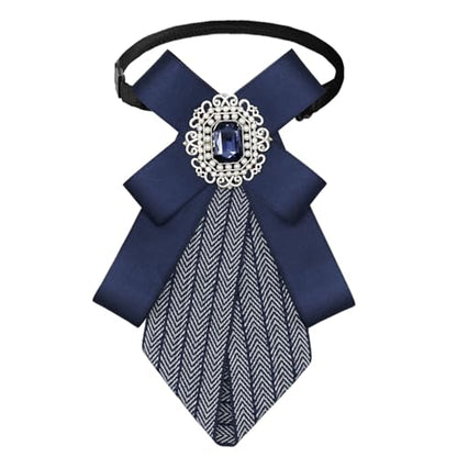 Womens Bow Tie Adjustable Rhinestone Bowtie for Women Ladies Girls Pre-tied Womens Tie for Shirt Suit Uniform - color: Blue-strap-style 3