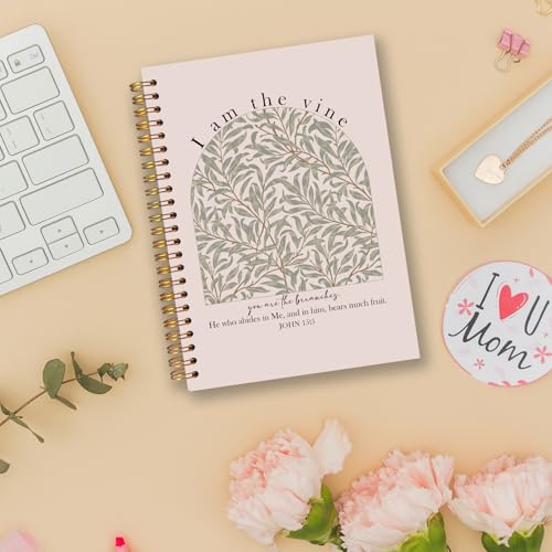Vine Christian Spiral Notebooks, John 15:5 Bible Verse Journal, Religious Scripture Journals for Writing, Christian Gifts for Women Men, Bible Notebook for Note Taking, 5.5x8.3 Inch - color: white Bible Notebook-10