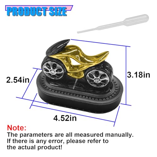 Craedli Solar Powered Diffuser Car Dashboard Decoration, Rotating Motorcycle Design Auto Center Console Ornament with Diffuser Base, Refillable Car Interior Decoration for Home, Office (Black) - color: Black