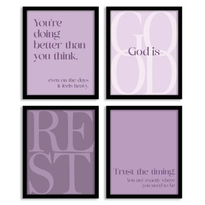WEFKODO Purple Christian Bible Wall Art Decor Pray Posters 8x10 Unframed - color: God Good Purple