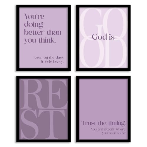 WEFKODO Purple Christian Bible Wall Art Decor Pray Posters 8x10 Unframed - color: God Good Purple