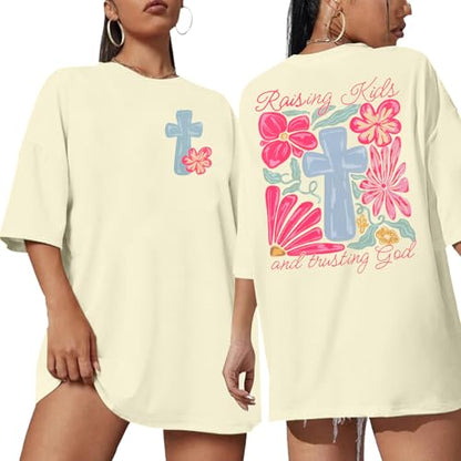 Christian Shirts for Women Jesus Shirt Christian Graphic Tees - color: Apricot-k, size: Large