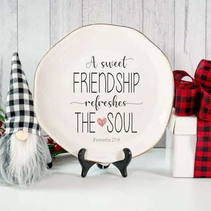 A Sweet Friendship Refreshes The Soul Ring Dish – Gifts for Women, Ceramic Jewelry Tray for Birthday, Bridesmaid, BFF, Inspirational Trinket Holder - color: A Sweet Friendship Refreshes The Soul
