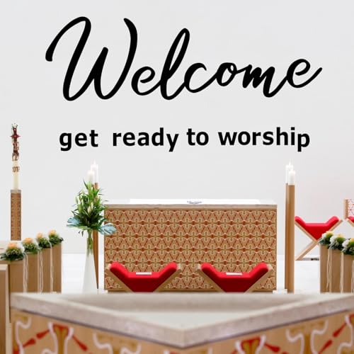 Church Quotes Wall Decals Christian Inspirational Wall Stickers Religious Welcome Get Ready to Worship Sign Motivational Vinyl Wall Art Decals for Church Living Room Office Home Decor - color: Church