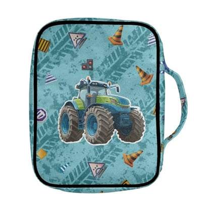 Coldinair Cool Tractor Bible Covers Bag for Kids Teen,Cool Carrying Book Case Church Bag Bible Holder with Handle and Zippered Pocket,Blue - color: Cool Tractor,blue