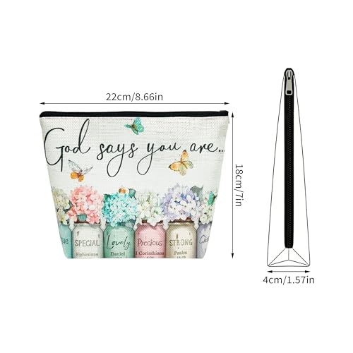 1 Pcs Christian Themed Makeup Bag (8.66x7x1.57 in) Cosmetic Pouch Printed with Bible Verses Exquisite Floral Pattern Thoughtful Positive Energy Gift for Women (D) - color: D