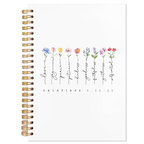 Floral Christian Scripture Journaling Notebook for Writing, Galatians 5:22-23 Bible Notebooks for Note Taking, Christian Gifts for Woman, Prayer Journal for Woman, Religious Spiral Notebook 5.5x8.3 Inch - color: 5:22-23 fresh flower