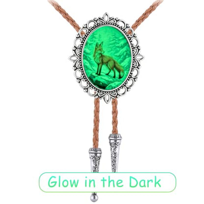 GelConnie Gothic Bolo Tie for Men Women 3D Art Western Cowboy Necktie - color: Fox Snow Bolo Tie