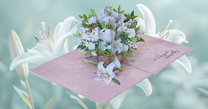 Lilies Pop Up Sympathy Cards with Envelopes, 6x8in Sorry for Your Loss Card, Pop Up Sympathy for Loss of Loved one, Mother, Father, Husband Religious (White Lily Sympathy) - color: White Lily Sympathy