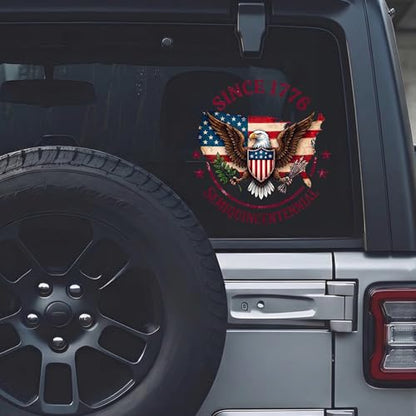 Christian Cross USA Flag Car Decal - color: Since 1776 Semiquincentennial