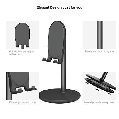 Bright Stone Phone Stand for Desk, Adjustable Cell Phone Holder for Desk, Compatible with 4"-12.9" Phones/Tablet/iPhone/iPad/Switch (Black) - color: Black