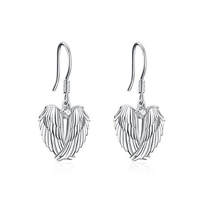 Angel Wing Earrings for Women 18K White Gold Plating Dangle Drop Earrings Jewelry Gifts
