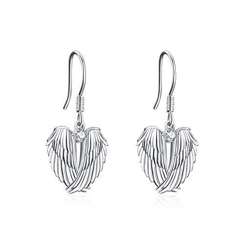 Angel Wing Earrings for Women 18K White Gold Plating Dangle Drop Earrings Jewelry Gifts