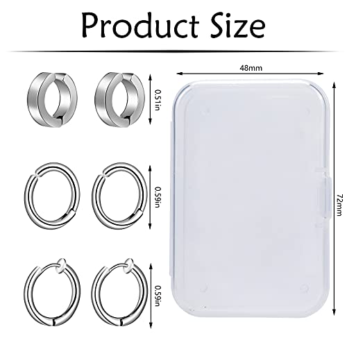 ONESING 20-25 Pcs Clip On Earrings for Men - Dangle Hoop Sterling Non Pierced Fake Piercings - Stainless Steel Silver - color: Silver-20pcs