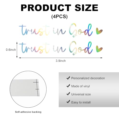 DXNQ 4PCS Trust in God Rearview Mirror Decals, Automotive Vinyl Rear View Mirror Decorative Stickers, Waterproof Trust in God Stickers for Car Truck Laptop, Car Accessories (Colorful) - color: Colorful, size: 4PCS