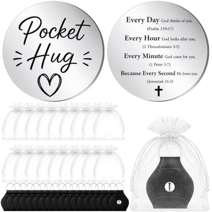 Dansydaisy 18 Set Pocket Hug Token Christian Gifts with PU Leather Keychain for Motivational Faith Party Scripture Gift - style: Every Day