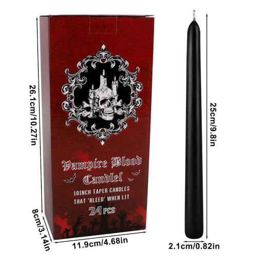 24 Pack Halloween Bleeding Candles, Black with Red Drip Effect - color: black01-10“24pcs