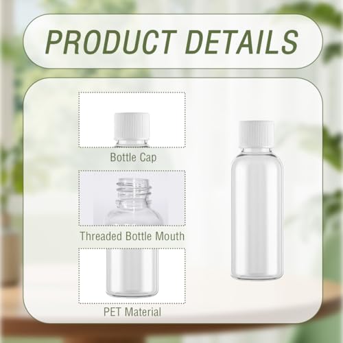 12PCS 30ml/1oz Empty Refillable PET Transparent Plastic Jar Bottles Travel Cosmetic Container Pot Holder With Plastic Screw Lid For Lotion Essential Oil Toner Perfume(Cap Color Random)