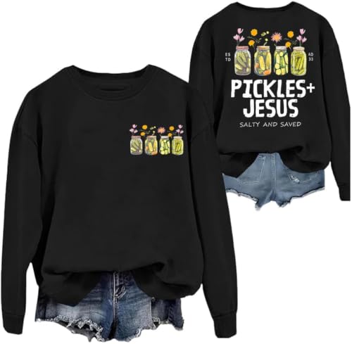 3 D G Christian Pickles and Jesus Salty and Saved Sweatshirt And Hoodie - color: Black-1, size: X-Large