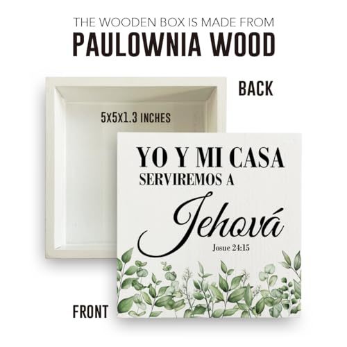 Christian Gift for Women & Men - Bible Verse Wooden Box Sign & Plaques - Inspirational Rustic Prayer Room & Home Office Desk Decor for Tabletop - color: Mi Casa