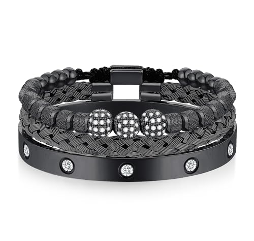 WFYOU Stainless Steel Bracelets for Men Gold Cuff Bracelet Birthday Gifts - color: Black 1