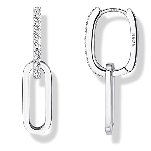 MILACOLATO 925 Sterling Silver Dangle Earrings for Women Hypoallergenic - color: silver-paperclip