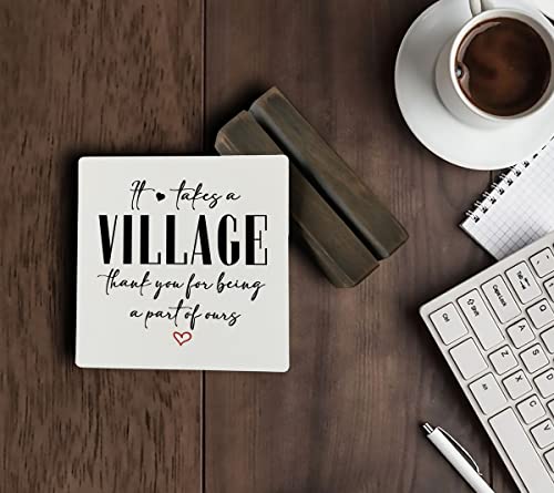 Thank You Wood Plaque Gift, It Takes A Village Thank You for Being A Part of Ours, Plaque with Wooden Stand, Meaningful Wood Sign Plaques Gifts, Child Care Worker Gift - color: Village01