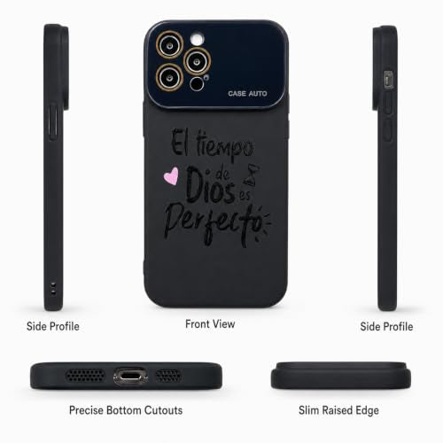 for iPhone 17 Pro Max Case God's Timing is Perfect Spanish Bible Verse Phone Case, Full Camera Lens Protection, Shockproof Drop Resistant Durable Cover (Black, iPhone 12 Pro Max) - color: black, size: iPhone 12 Pro Max