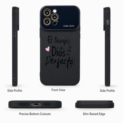 for iPhone 17 Pro Max Case God's Timing is Perfect Spanish Bible Verse Phone Case, Full Camera Lens Protection, Shockproof Drop Resistant Durable Cover (Black, iPhone 12 Pro Max) - color: black, size: iPhone 12 Pro Max