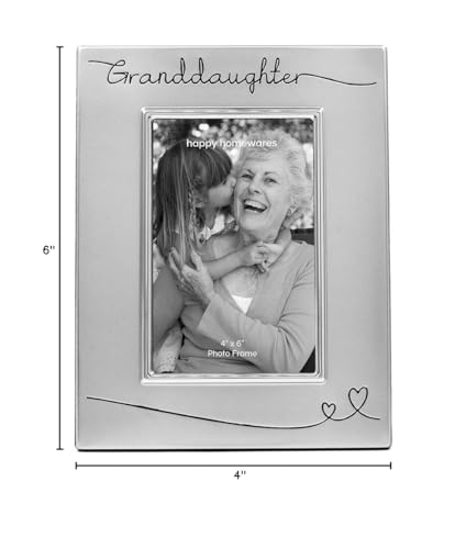 Haysom Interiors Beautiful Two Tone Silver Plated Granddaughter 4" x 6" Picture Frame with Black Velvet | Unique and Thoughtful Gift Idea by Happy Homewares - size: Granddaughter