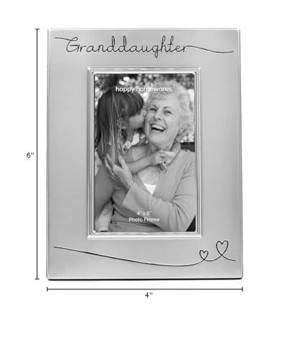 Haysom Interiors Beautiful Two Tone Silver Plated Granddaughter 4" x 6" Picture Frame with Black Velvet | Unique and Thoughtful Gift Idea by Happy Homewares - size: Granddaughter