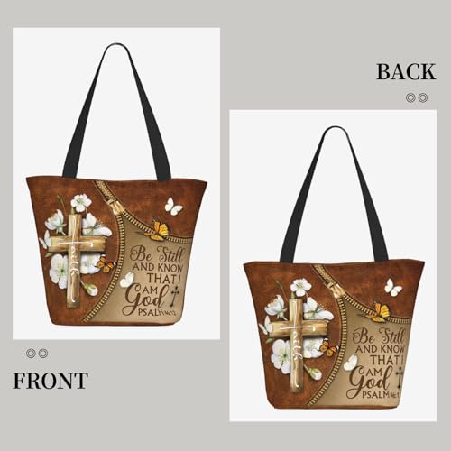 Bible Tote Bags for Women Christian Tote Bag Religious Church Bags for Women Organizer Christian Gift With Zipper - color: Bible Bags