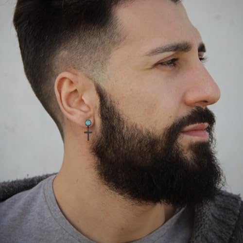 Black Dangle Drop Earrings 925 Sterling Silver Turquoise Earrings Jewelry Gifts for Women Men - style: Cross-A