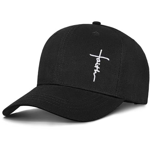 Christian Jesus Hats for Men & Women - Cross Logo Faith Baseball Caps - Ideal Religious Gifts for Thanksgiving and Christmas - color: Black