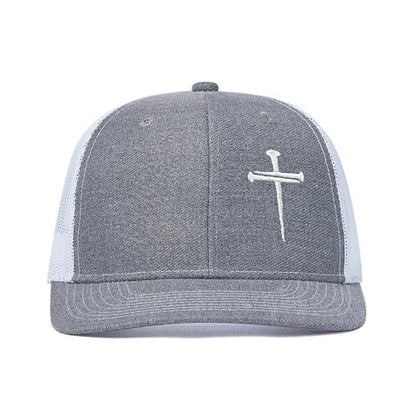 3 Nails Cross Trucker Hat Christian Religious Gifts for Birthday/Christma - color: 3 Nails Cross Trucker Hat Grey & White