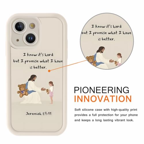 for iPhone 13 6.1'' Cute Bible Verse Bear Phone Case - color: White-Jesus Bear, size: iPhone 13