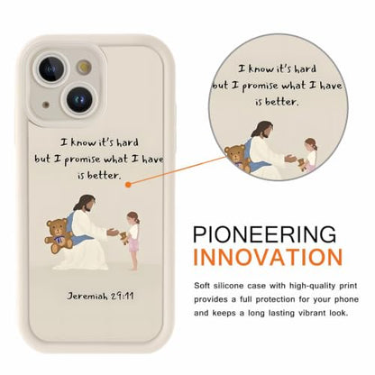 for iPhone 13 6.1'' Cute Bible Verse Bear Phone Case - color: White-Jesus Bear, size: iPhone 13