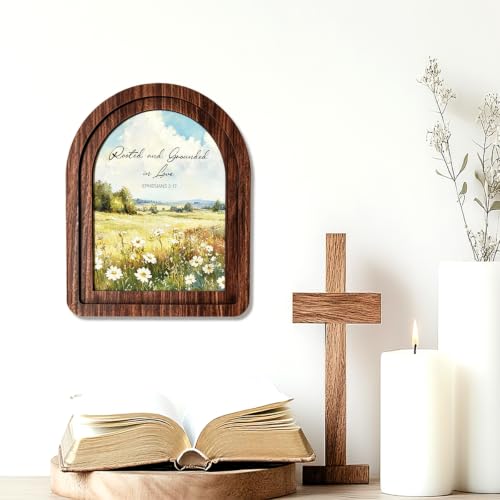 Rooted and Grounded in Love Wood Plaque Signs，Christian Desk Decor - color: Ephesians 3:17