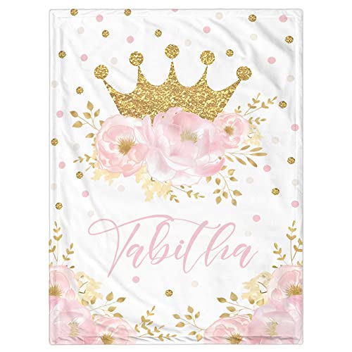 Personalized Baby Blanket for Girls, Custom Baby Blanket with Name Super Soft Personalized Name Blankets for Kids, Custom Crown Blankets for Infant Toddler, Babys Gifts for Birthday - color: Crown