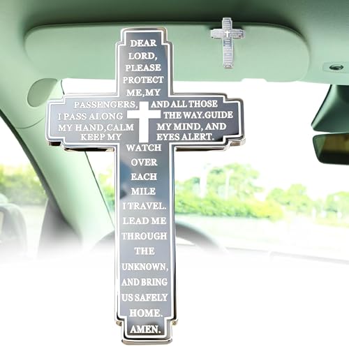 Drive Safe Visor Clip for Car, Christian Cross Car Accessory, Religious Cross Visor Ornament for Drivers, Spiritual Car Charm Gift Idea, Silver - color: Silver