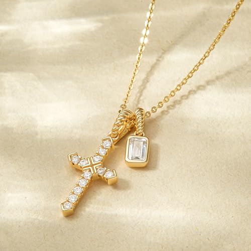 Gold Cross Necklace for Women: 14K Gold Plated Dainty Cross Pendant Non-Tarnish Necklace, Faith Crucifix Chain Jewelry, Elegant Religious Gifts - style: Arrow Cross