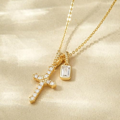 Gold Cross Necklace for Women: 14K Gold Plated Dainty Cross Pendant Non-Tarnish Necklace, Faith Crucifix Chain Jewelry, Elegant Religious Gifts - style: Arrow Cross