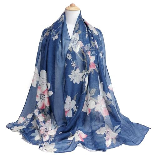 GERINLY Lightweight Scarves Fashion Print Cotton Feel Scarf for Women Shawl - color: Z-denim