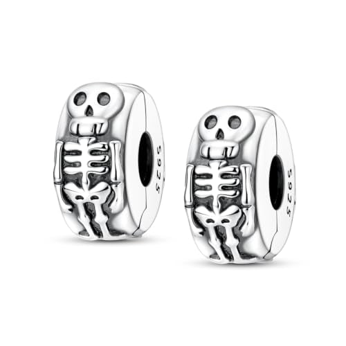 Clip Stopper Beads Fit For Pandora Bracelet, Spacer Charms For Bracelets - color: Skeleton-2Pack
