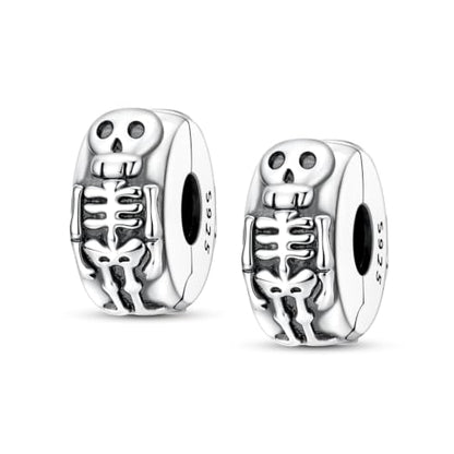 Clip Stopper Beads Fit For Pandora Bracelet, Spacer Charms For Bracelets - color: Skeleton-2Pack