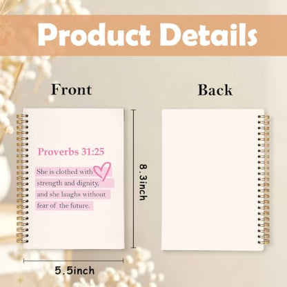 Christian Spiral Notebook for Women,Proverbs 31:25 Bible Journal,A5 - color: Bible-Proverbs 31:25