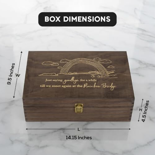 Pet Memorial Engraved Wooden Keepsake Box, Rainbow Bridge Memory Box with Inside Engraving, Pet Loss Remembrance Gift Box for Photos, Collars, Tags & Cherished Memories, X-Large, 14.15 x 9.5 x 4.5" - size: X-Large, style: Pet