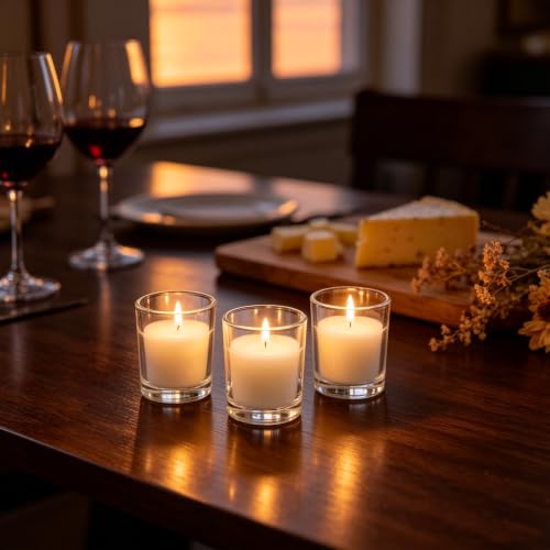 Hosley Set of 24 Unscented Clear Glass Filled Votive Candles. Hand Poured Wax Candle Ideal Gifts for Aromatherapy, Spa, Weddings, Birthdays, Holidays, Party. - color: White, size: 24 Pack