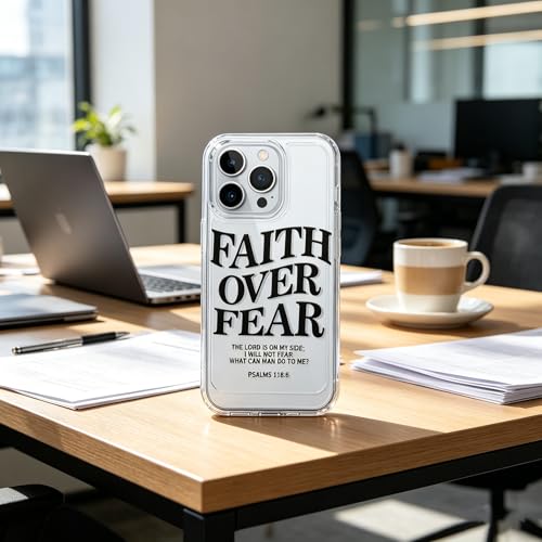 Bible Phone Case Faith Over Fear Christian Bible Verse Psalms 118:6- TPU Frame Full-Body Protective Cover for iPhone 17/16/15/14/13 Pro Max, Pro, Plus - IP 15 Plus Clear - color: Clear, size: iPhone 15 Plus